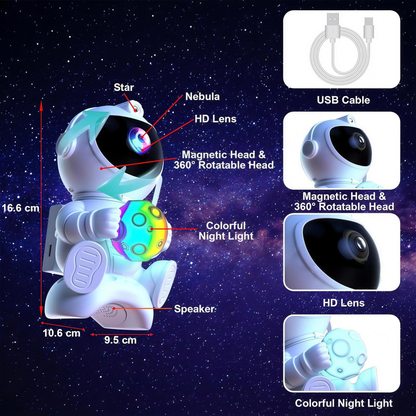 Características y medidas del proyector astronauta